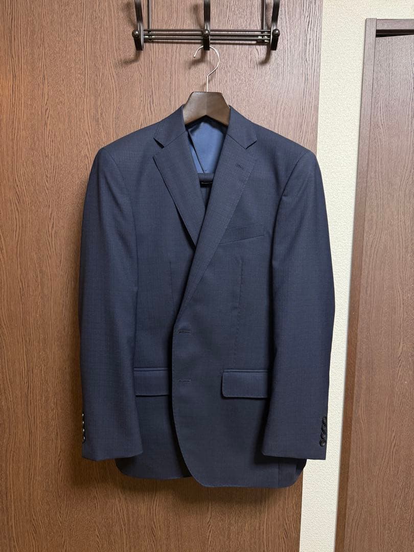 AB5新品未使用！高級ニュージーランドウール100%ネイビーシングルスーツ！
