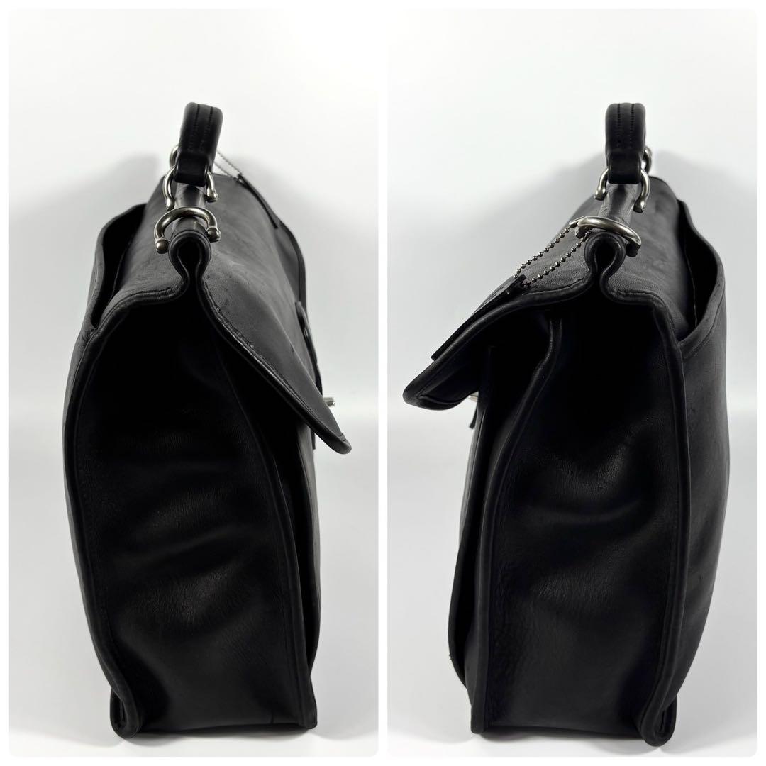 ✨美品✨コーチ ビジネスバッグ A4可 斜め掛け レザー シルバー金具 ブラック