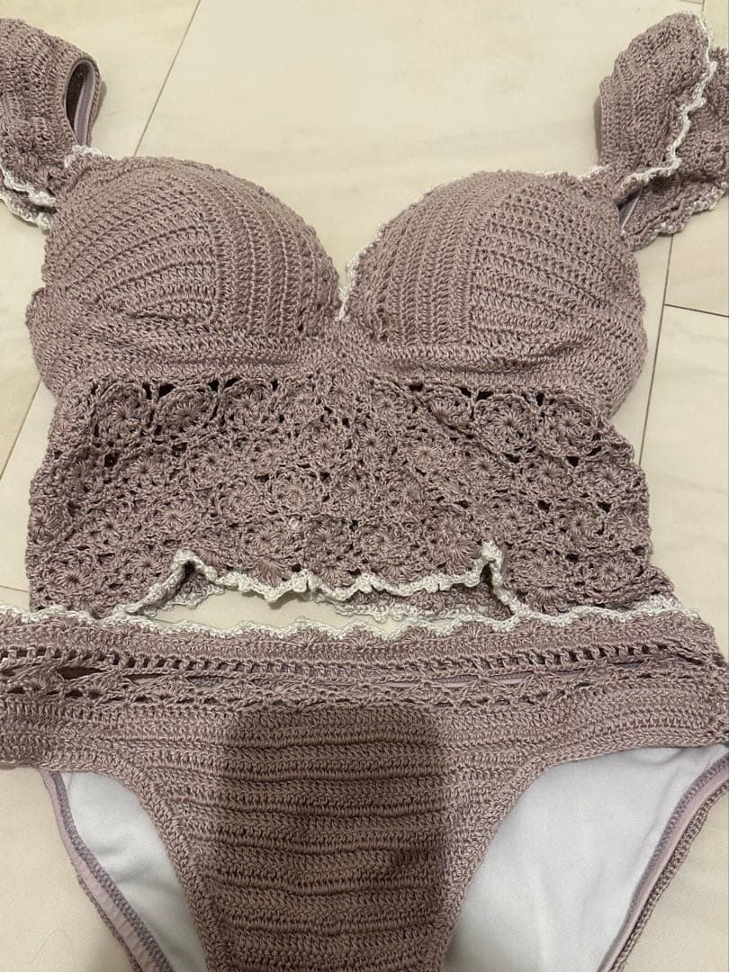 rienda フリルショルダークロシェワイヤーカップbikini