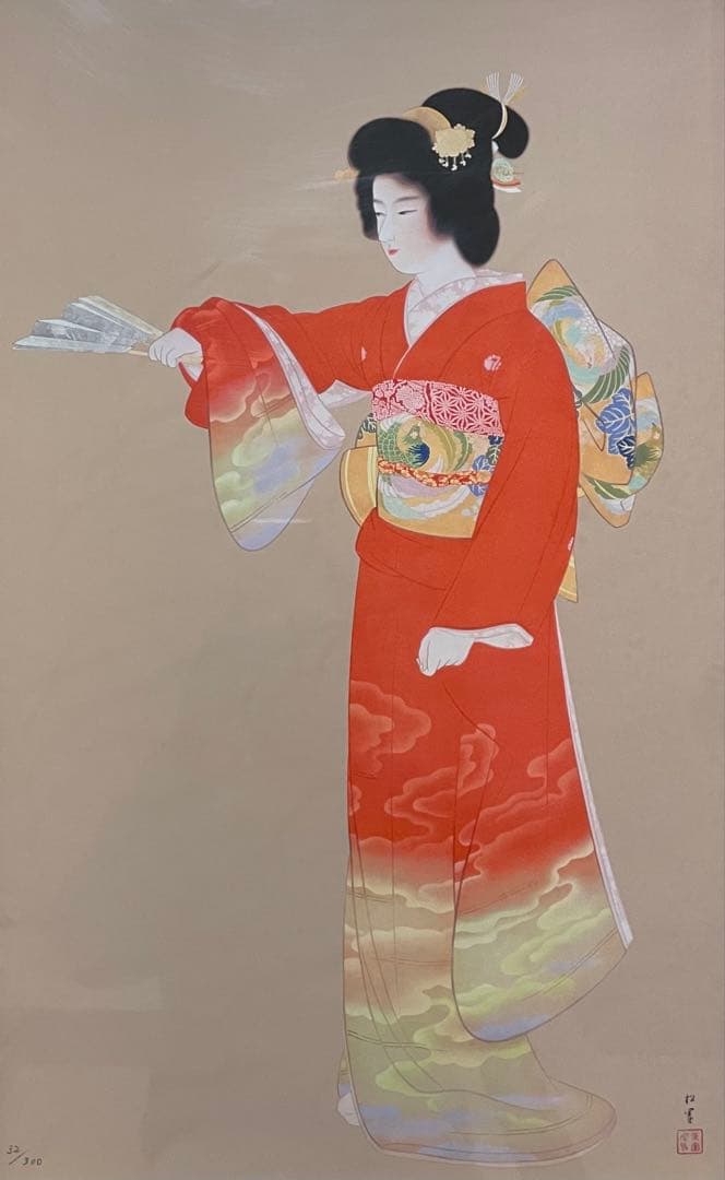 上村松園　序の舞　美人画　限定300部　シルクスクリーン　10号　X71