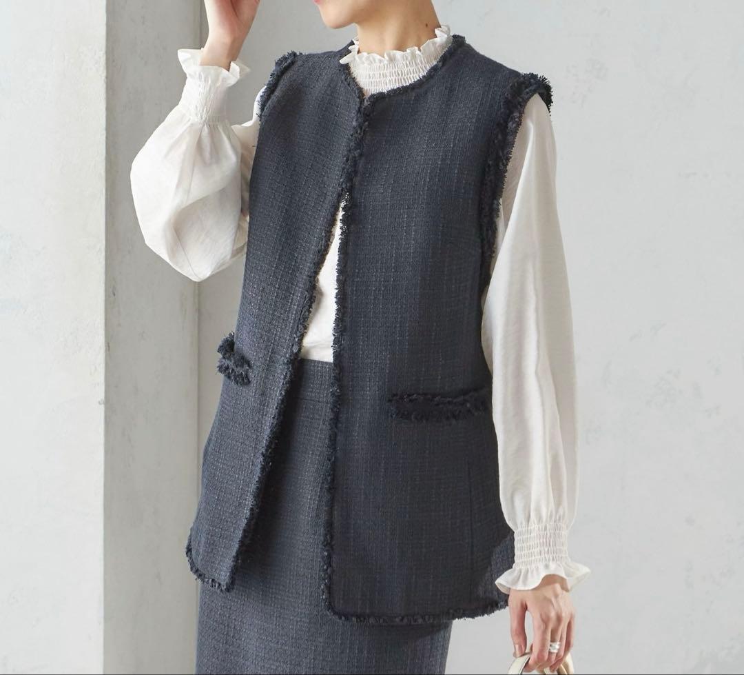 ships ツイードロングジレ