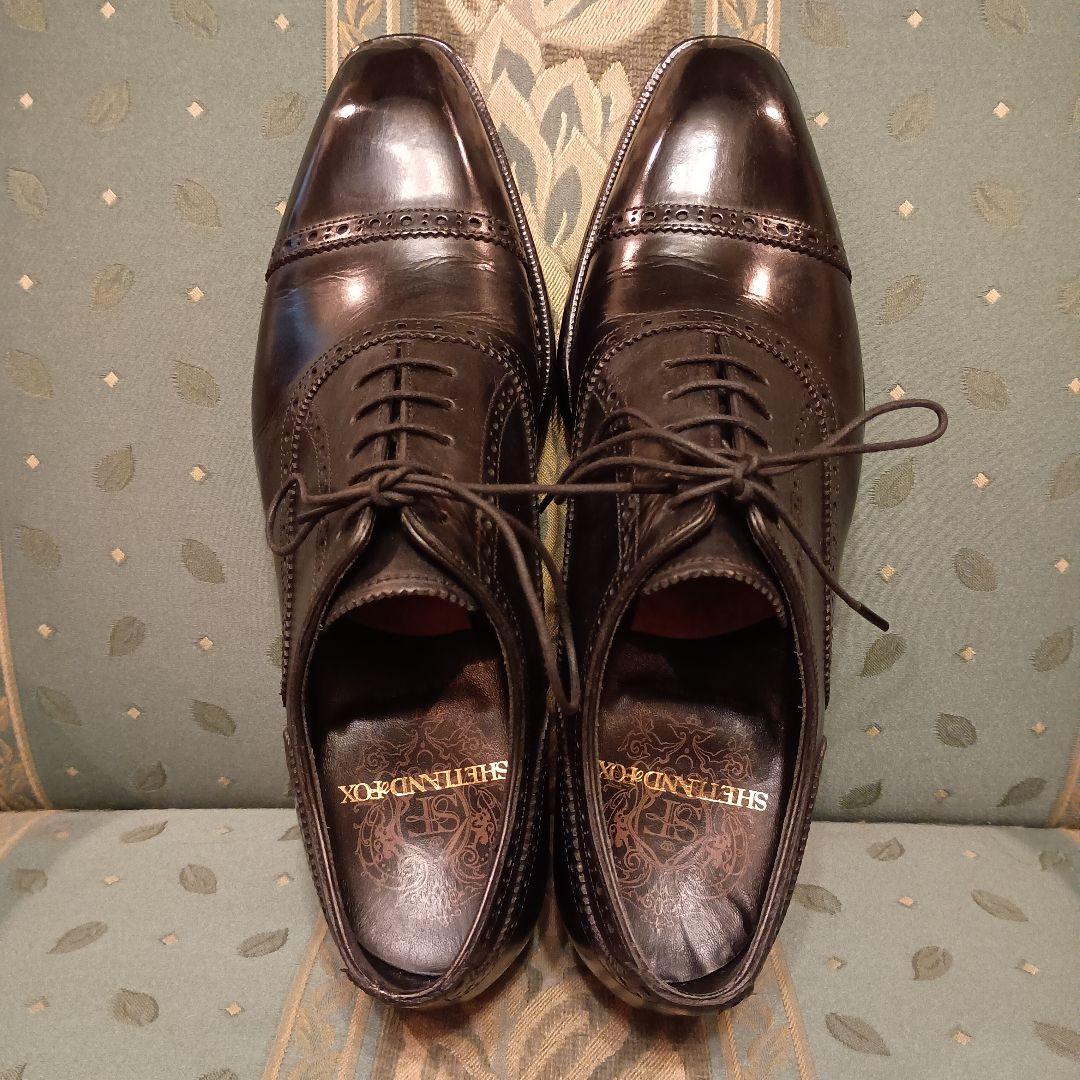 【SHETLANDFOX】クォーターブローグ 黒　　24.5cm