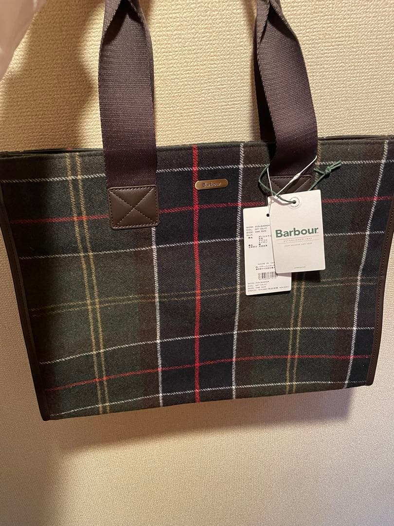 バブアー タータンチェック トートバッグ
