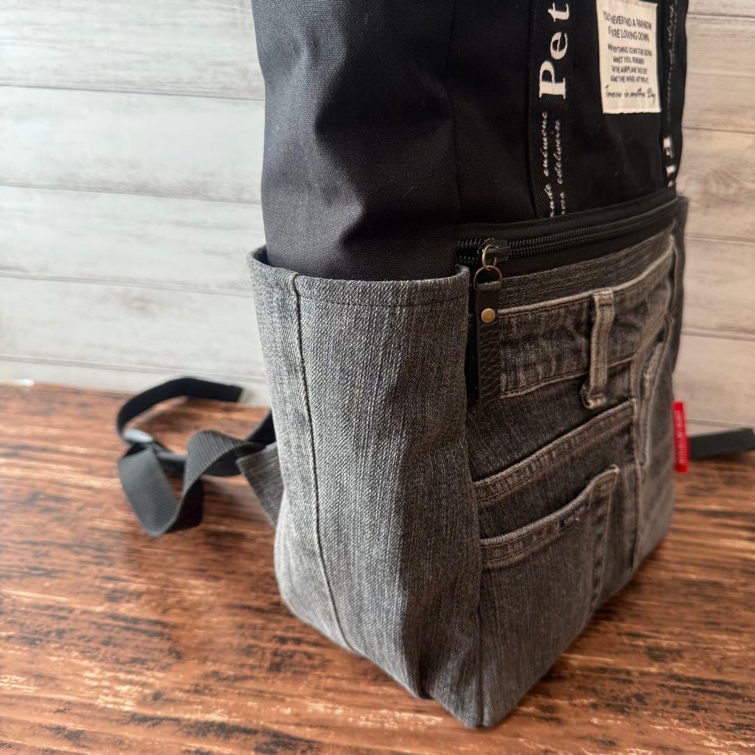 ☆デニムリメイク　帆布とデニムのトートリュック☆