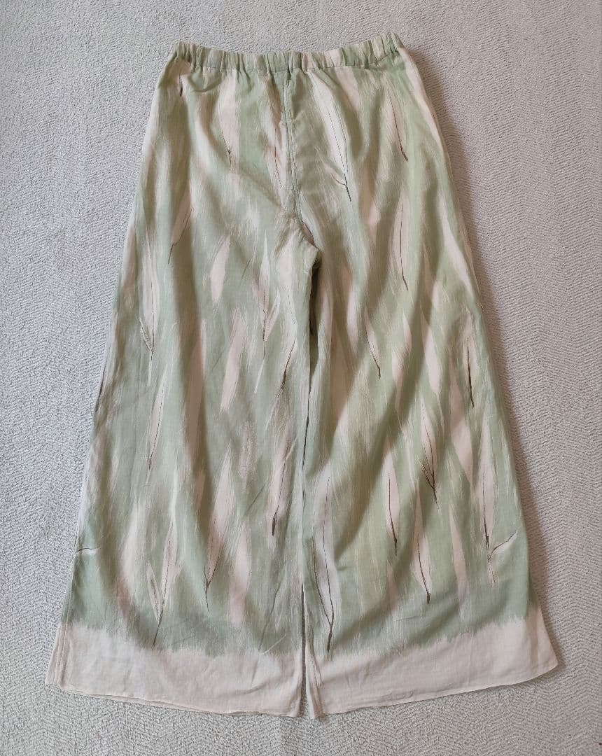 PRISTINE プリスティン オーガニック 笹の葉プリントパンツ M グリーン