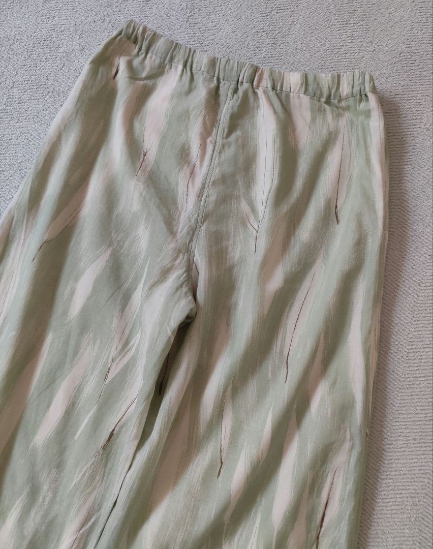 PRISTINE プリスティン オーガニック 笹の葉プリントパンツ M グリーン