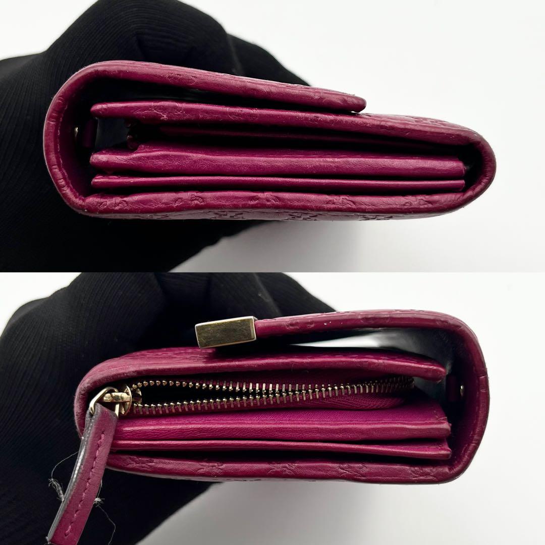 希少色✨ グッチ ウォレット マイクロシマ 長財布 ピンク ロゴプレート レザー