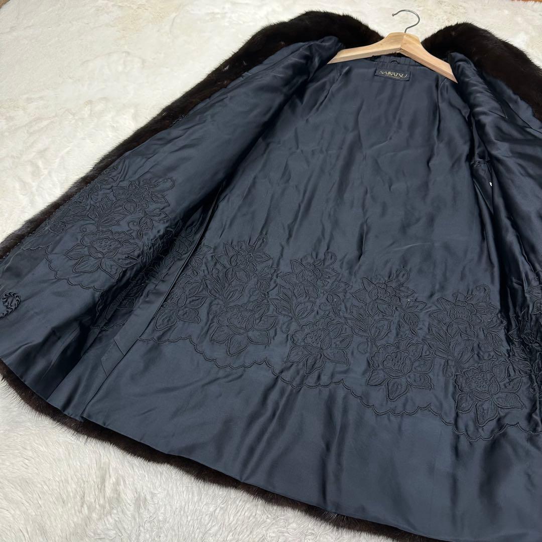 ✨美品✨SAIKATSU 六本木 最高級リアルファーコート ミンク系 裏地刺繍