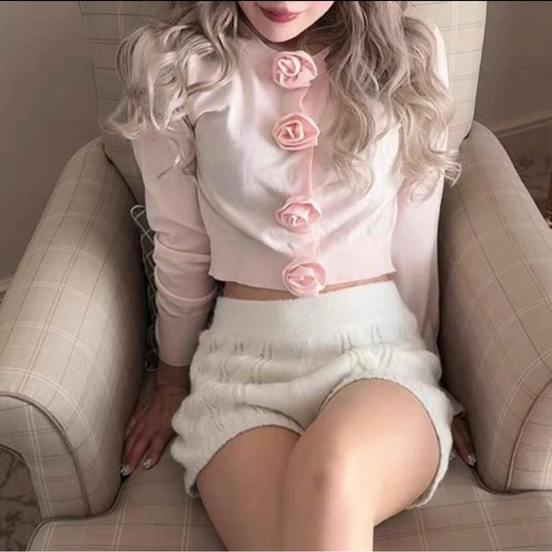 treatürselfニットカーディガン　ピンク