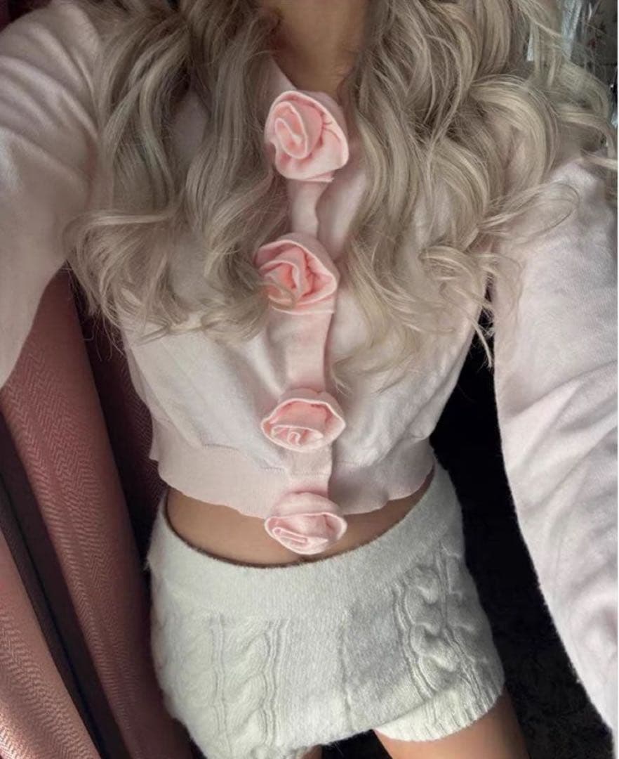 treatürselfニットカーディガン　ピンク