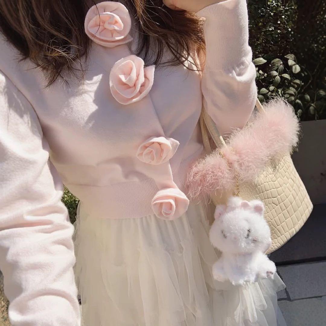 treatürselfニットカーディガン　ピンク