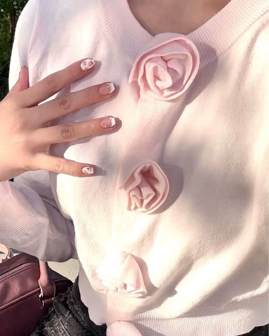 treatürselfニットカーディガン　ピンク