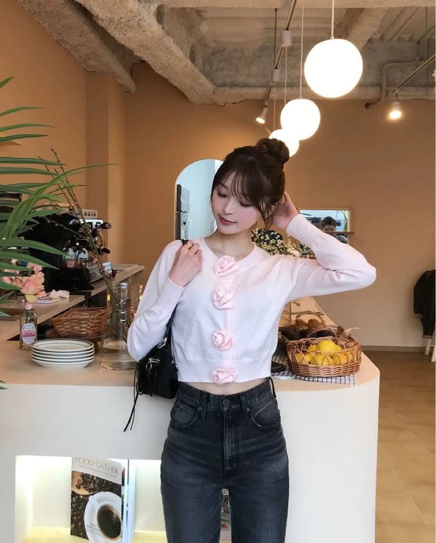 treatürselfニットカーディガン　ピンク