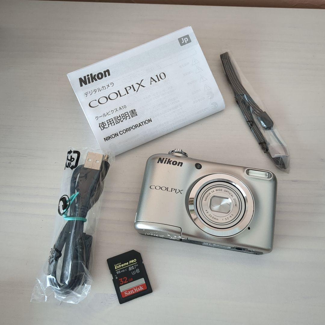 デジカメ Nikon COOLPIX A10 シルバー SDcard32GB付き