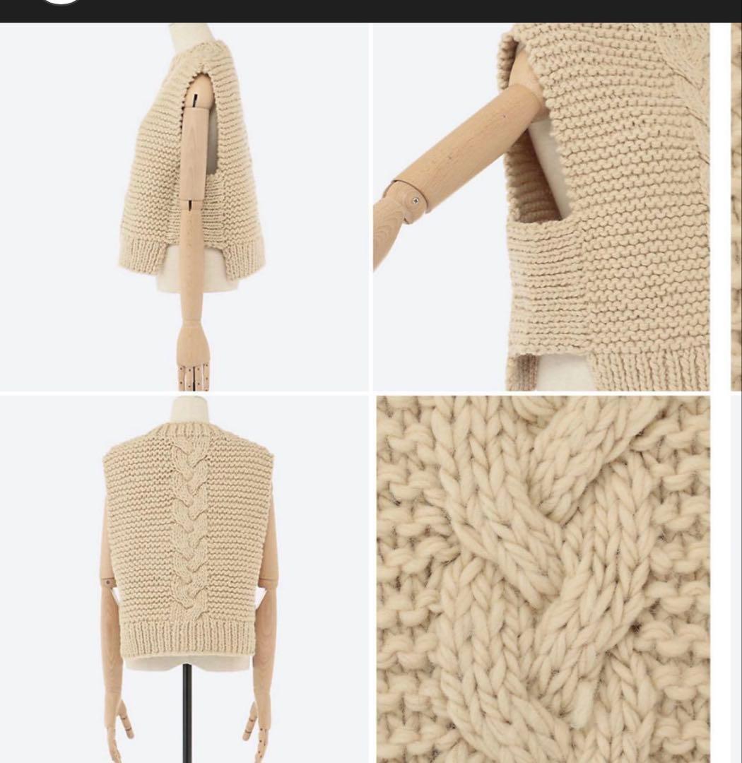 HYKE CABLE-KNIT CROPPED VEST ケーブルニットベスト