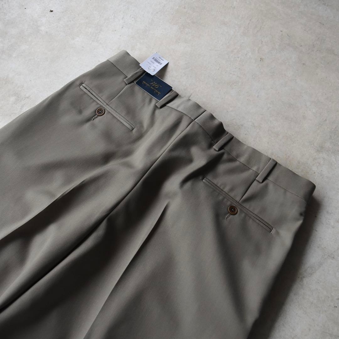 90s ブルックスブラザーズ ツータックスラックス ベージュ未使用W35 L32