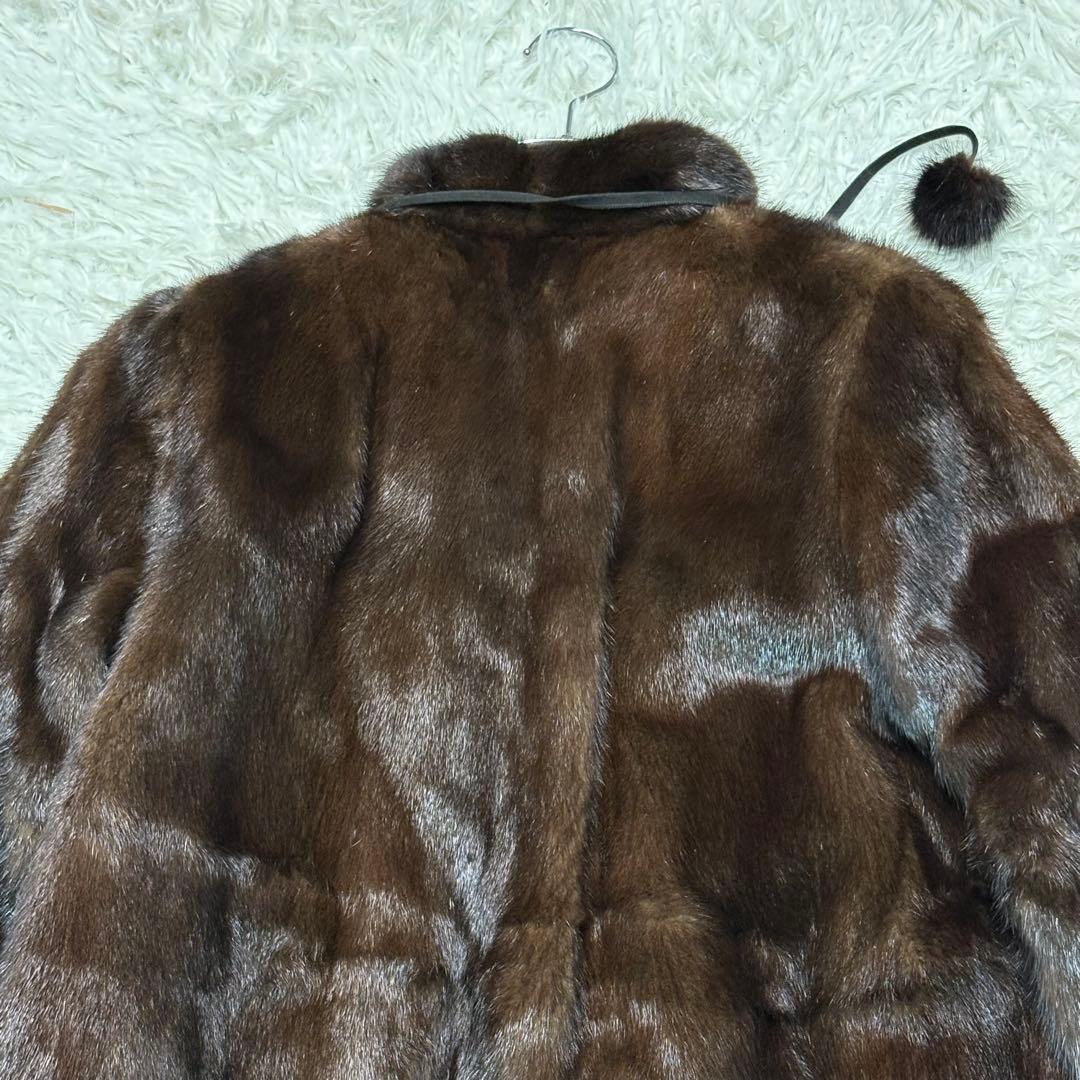 リアル ファー ミドルコート 毛皮コート ダークブラウン