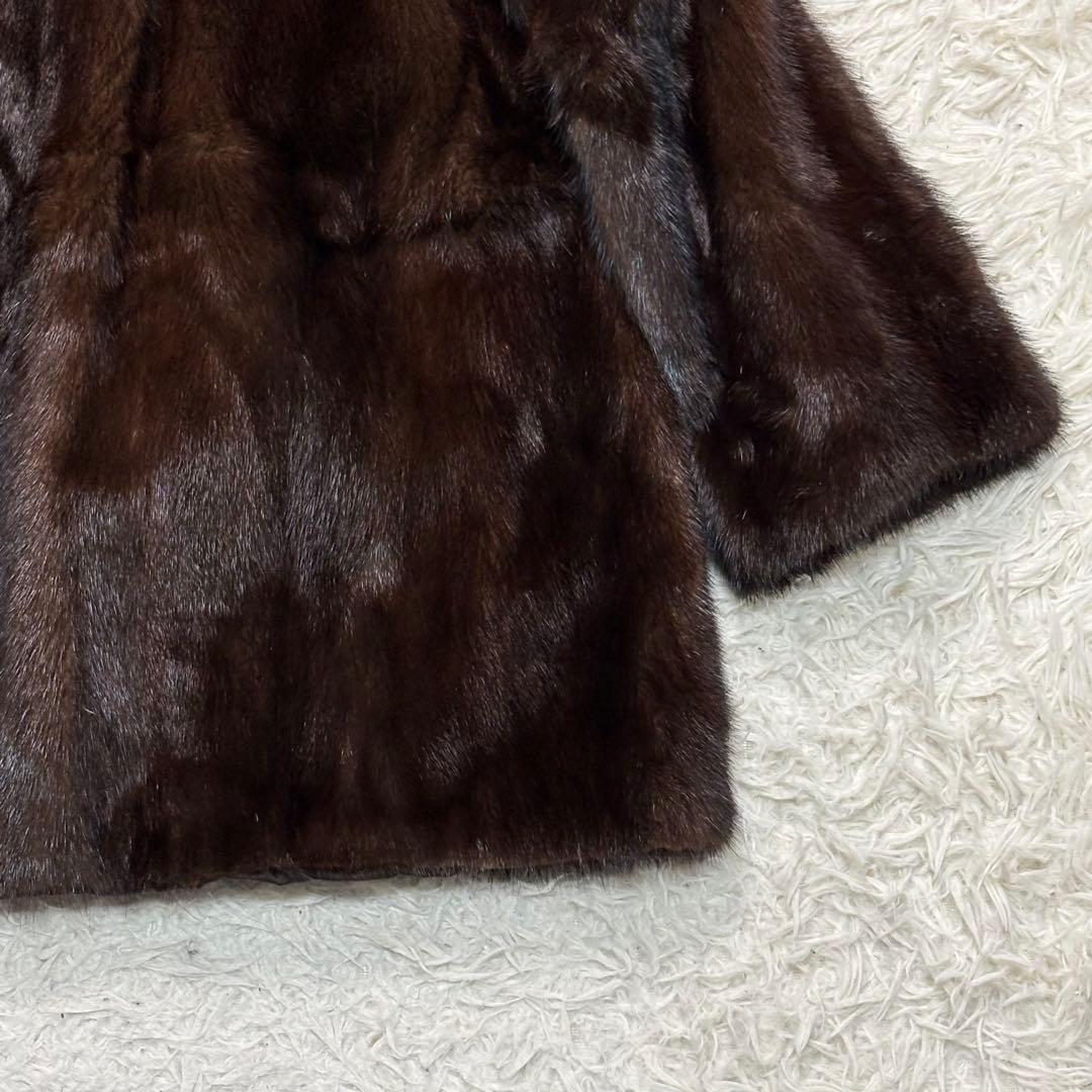 リアル ファー ミドルコート 毛皮コート ダークブラウン