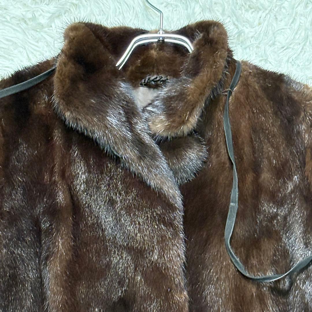 リアル ファー ミドルコート 毛皮コート ダークブラウン