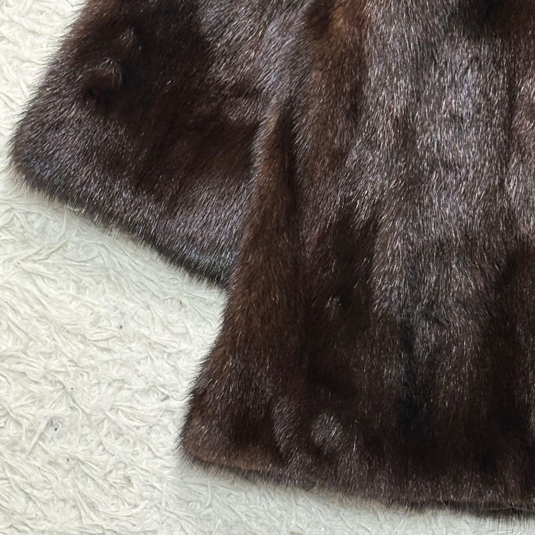 リアル ファー ミドルコート 毛皮コート ダークブラウン