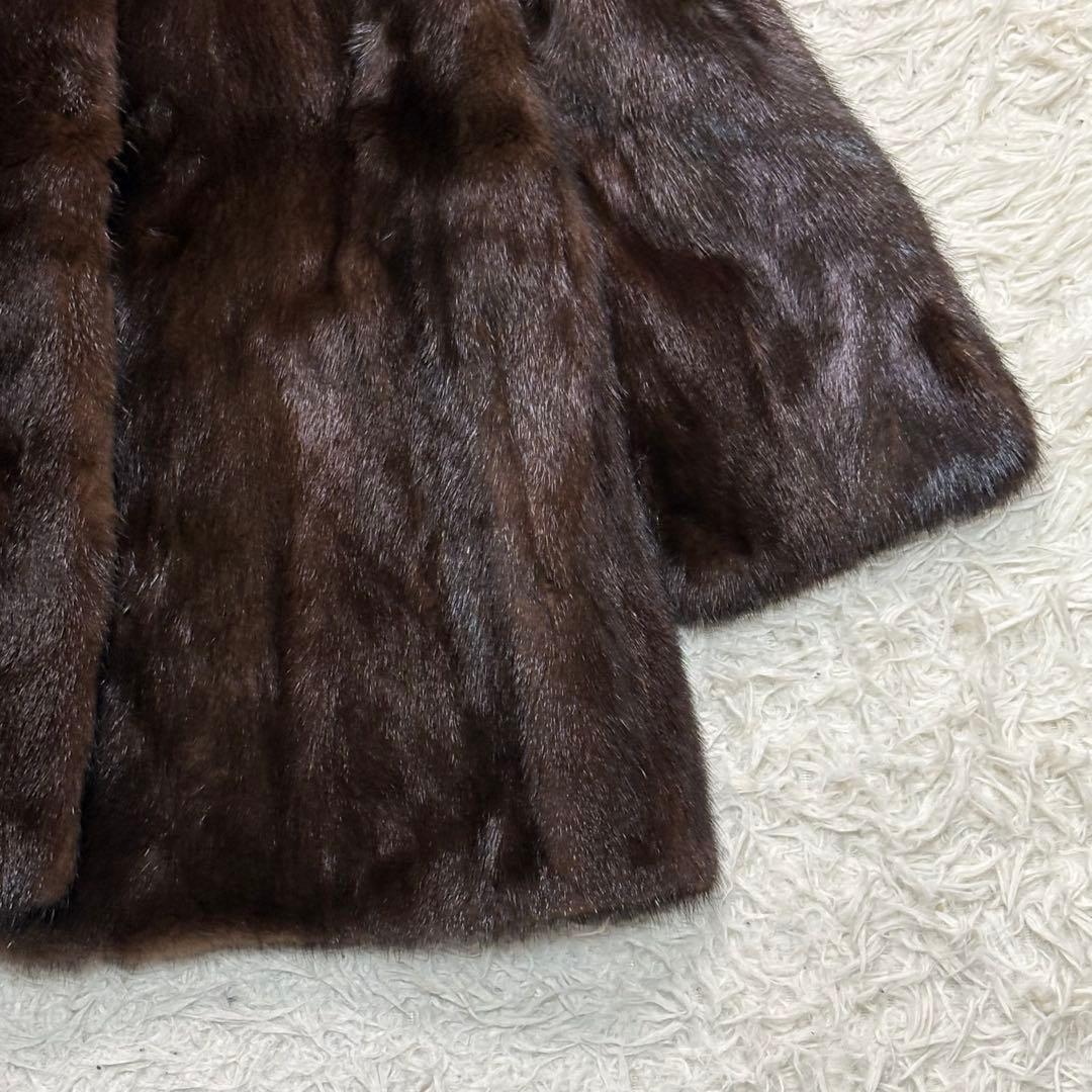 リアル ファー ミドルコート 毛皮コート ダークブラウン