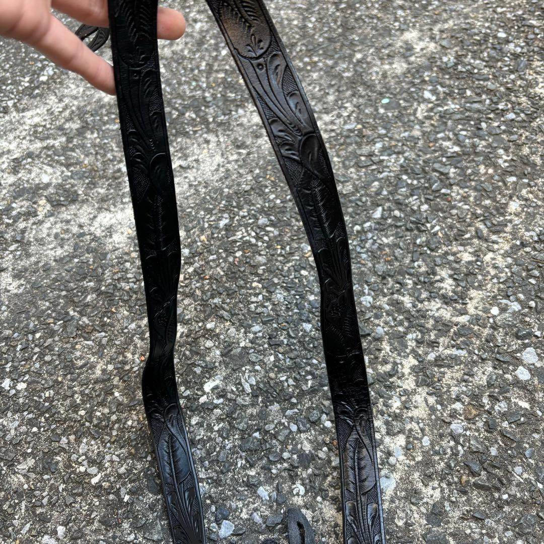 DOUBLE RL RRL サスペンダー ブラック レザー 革