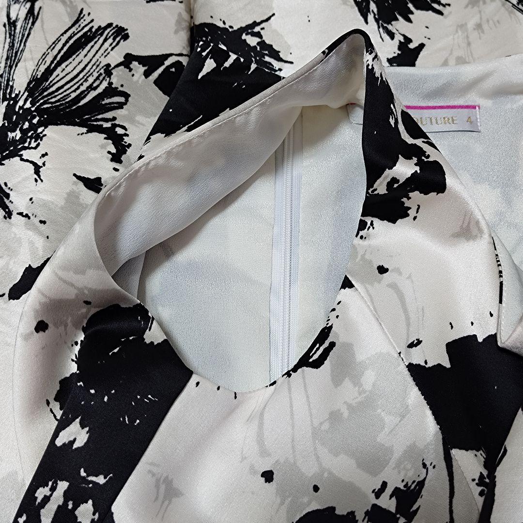 4 M 9号 エルケイ 銀座クチュール ブラック ホワイト ワンピース ドレス