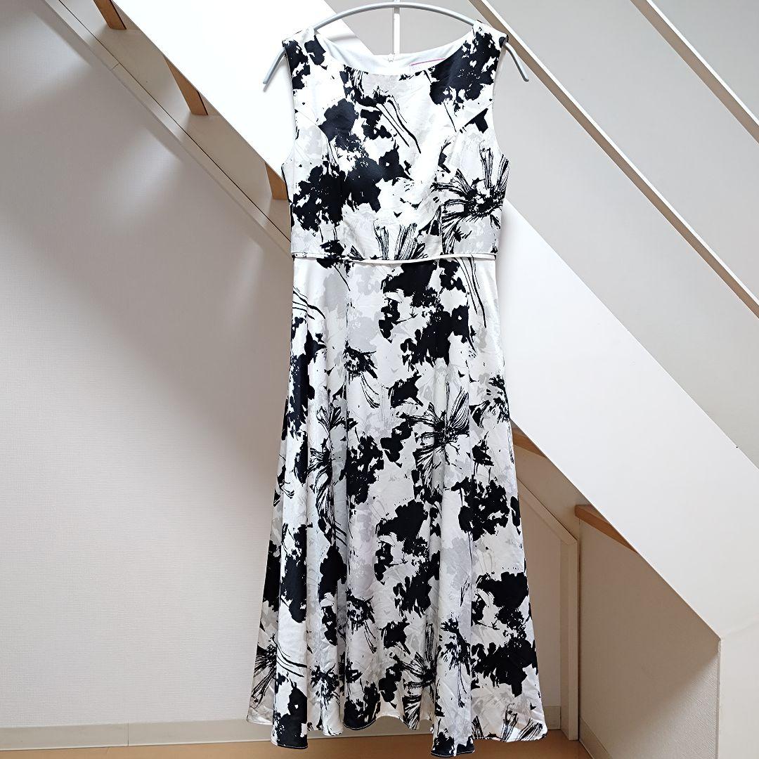 4 M 9号 エルケイ 銀座クチュール ブラック ホワイト ワンピース ドレス