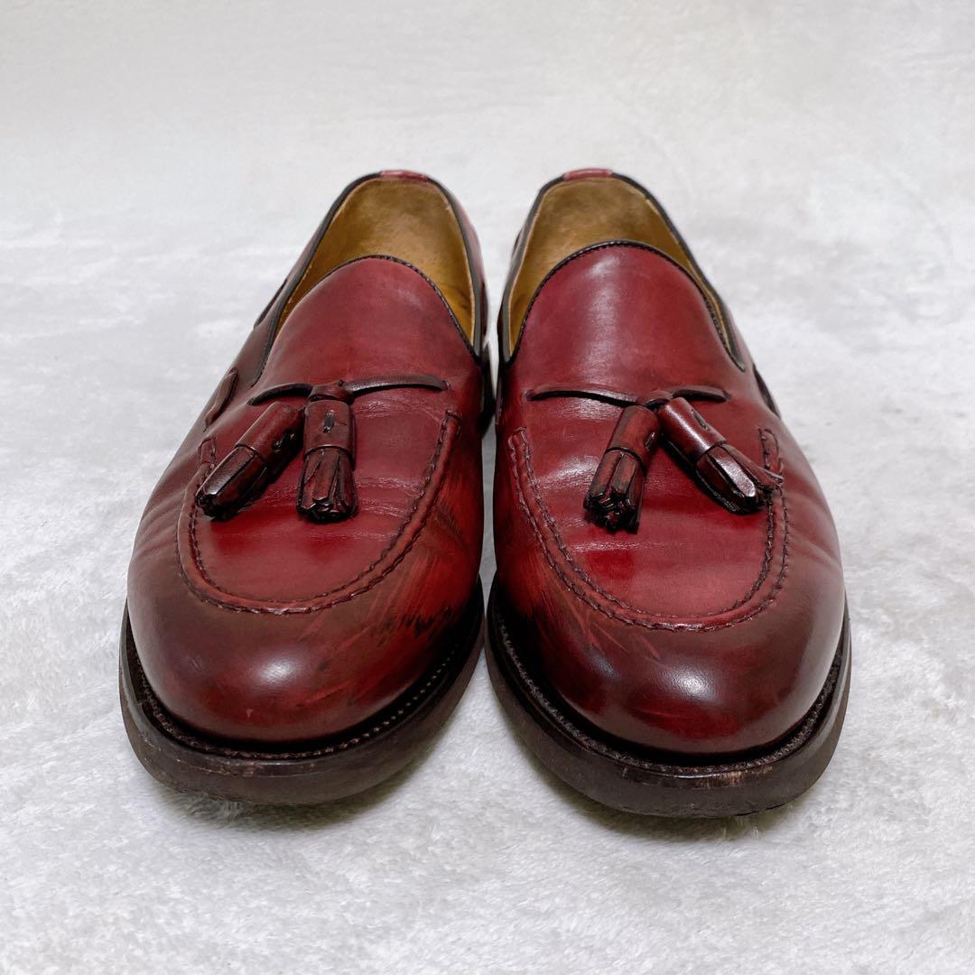 美品　バーウィック　タッセルローファー　バーガンディ　UK7.5　27cm　革靴