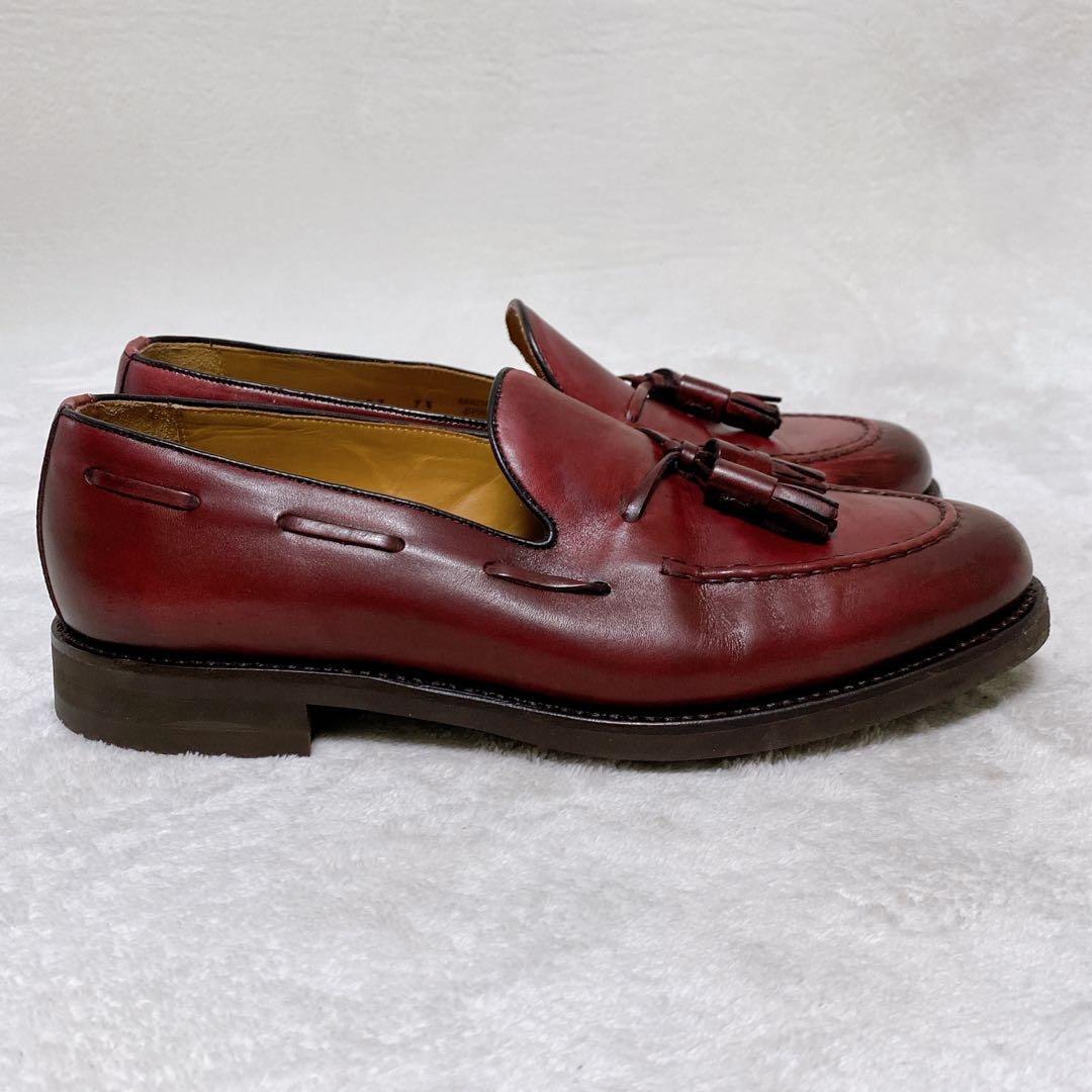美品　バーウィック　タッセルローファー　バーガンディ　UK7.5　27cm　革靴