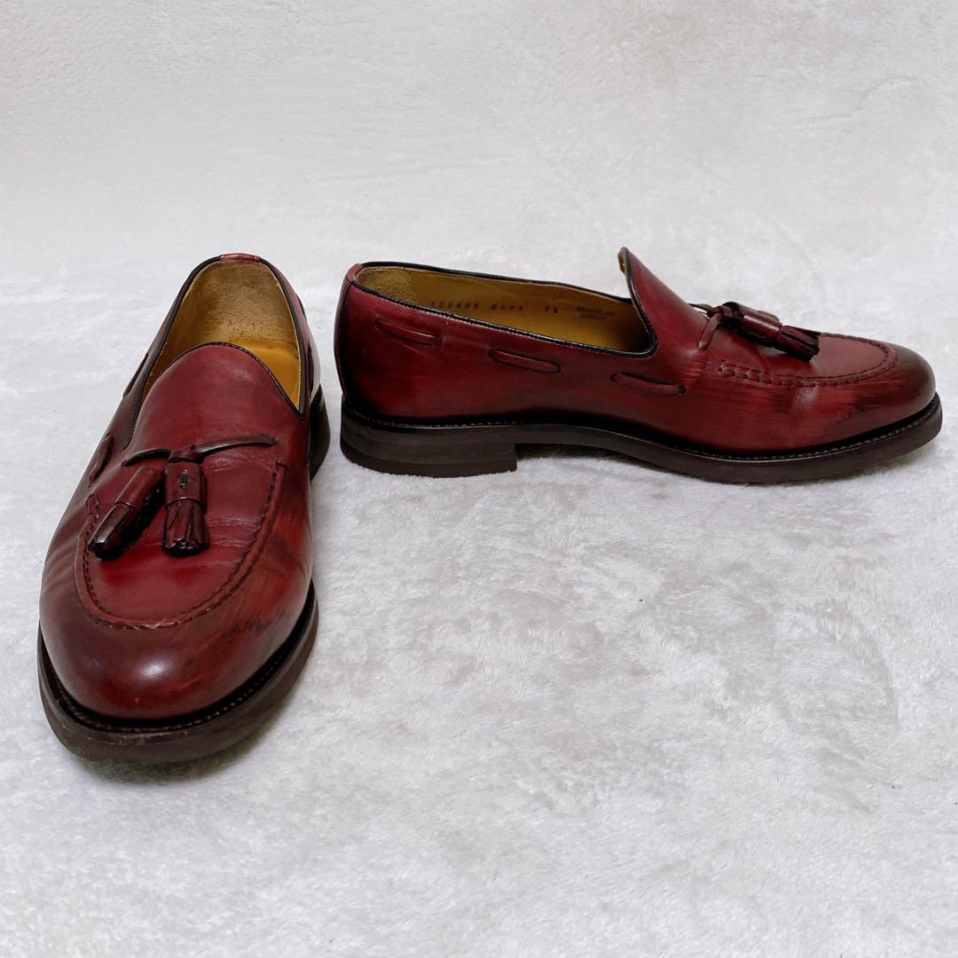 美品　バーウィック　タッセルローファー　バーガンディ　UK7.5　27cm　革靴