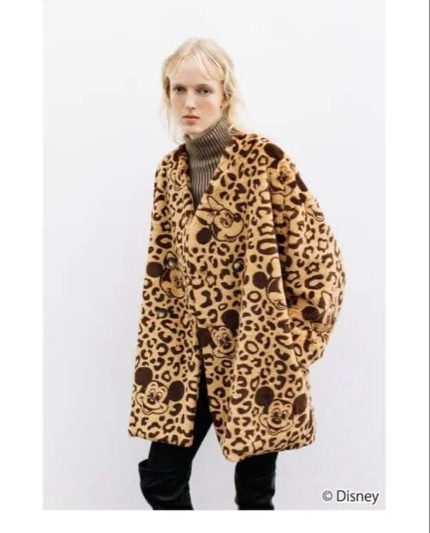 wcj ミッキー　ミニー　Disney レオパードデザインコート　ヒョウ柄