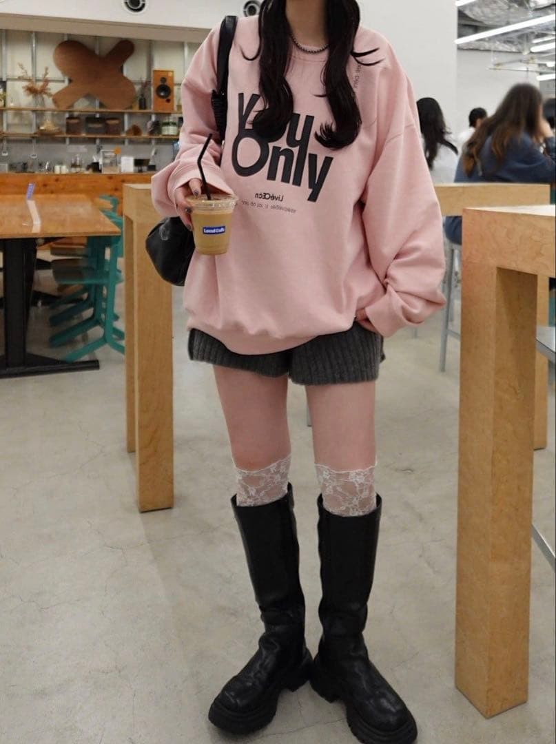 kastaneカスタネ山田yamada企画ウォッシュドロゴスウェット　ピンク