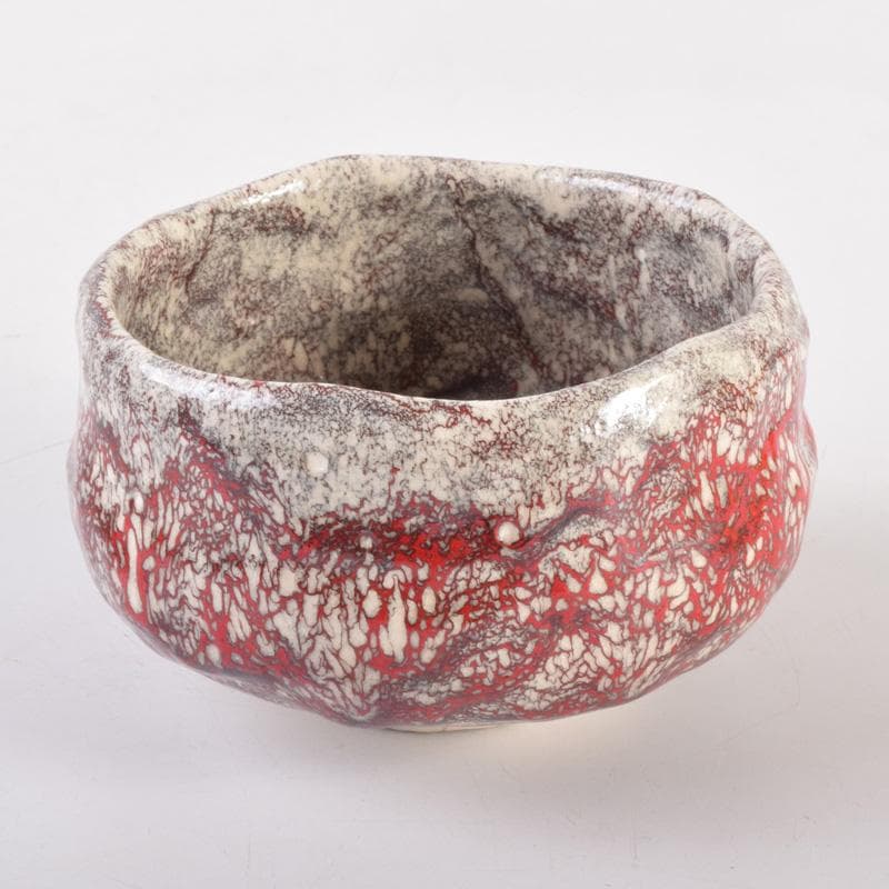 茶道具　箕面焼　松田志典作　辰砂　茶碗　共箱　C　7201