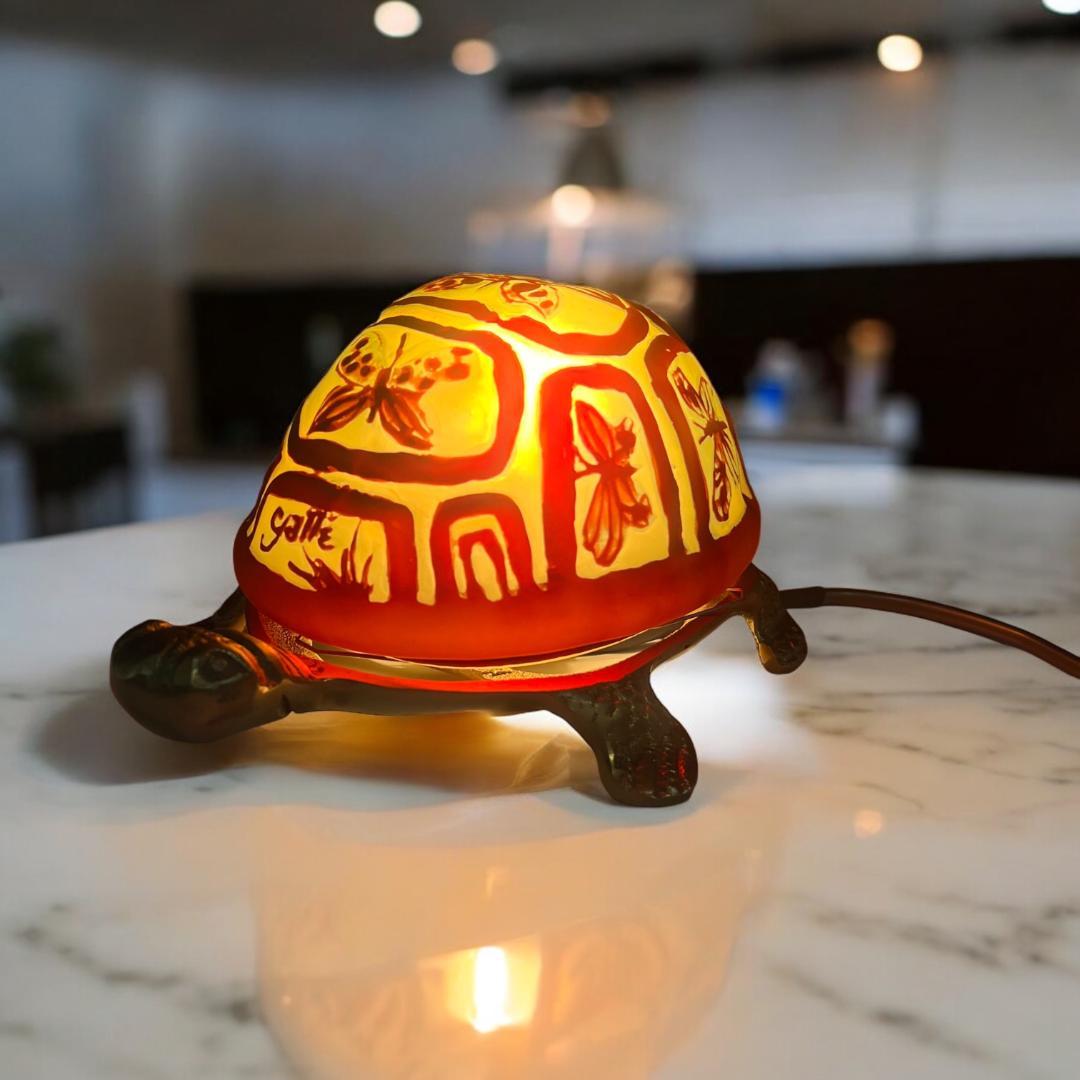 ◆証明書付◆Emile Galleエミールガレ　亀　卓上ランプ　カメオ彫り