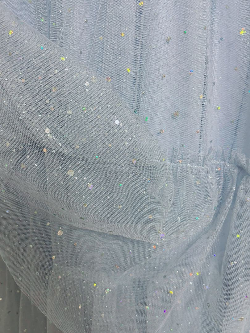 【FURFUR】ハーフスリーブラメチュールドレス　限定サイズ(00)ライトブルー