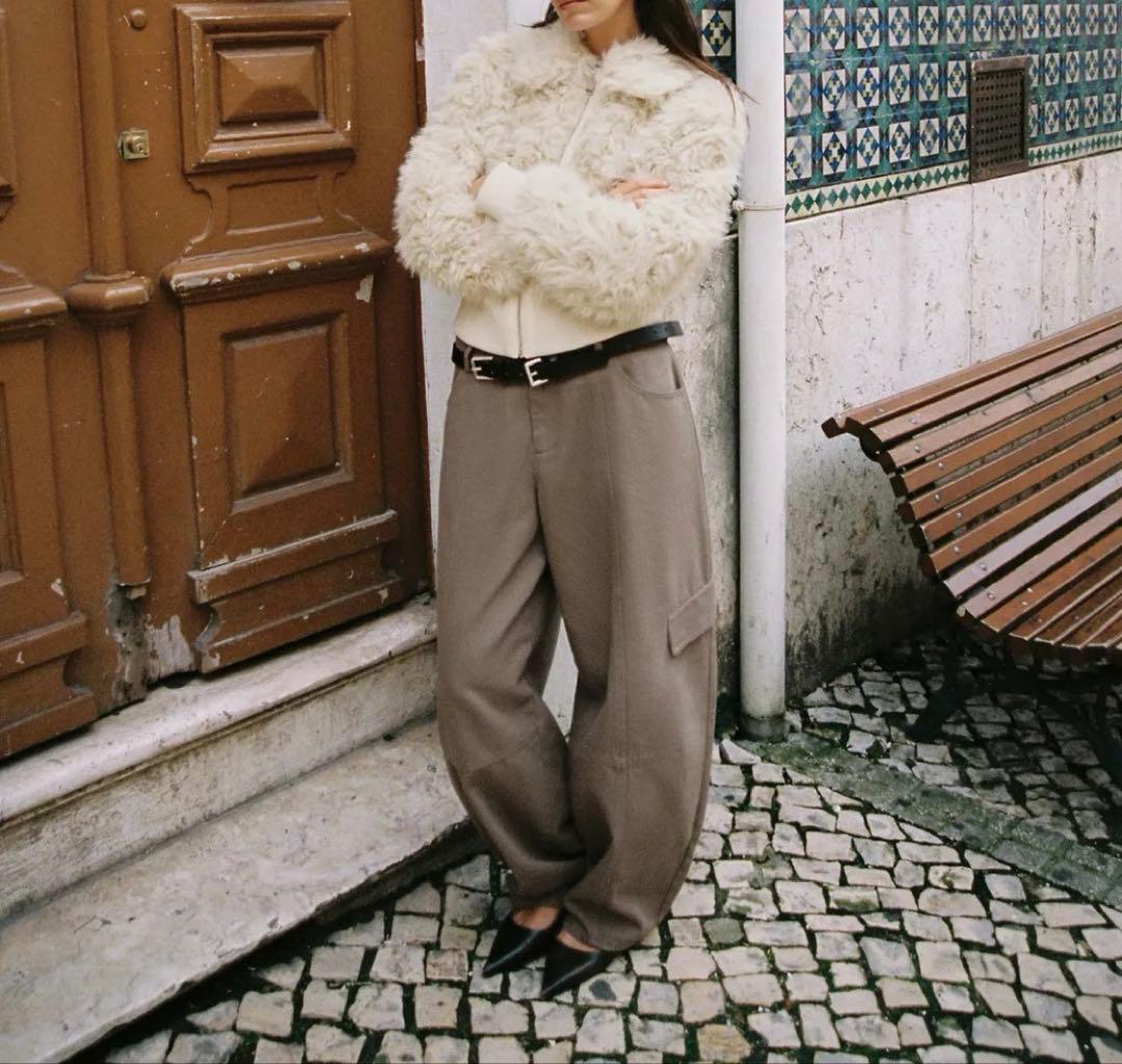 ザラ　フェイクファーボンバージャケット　S