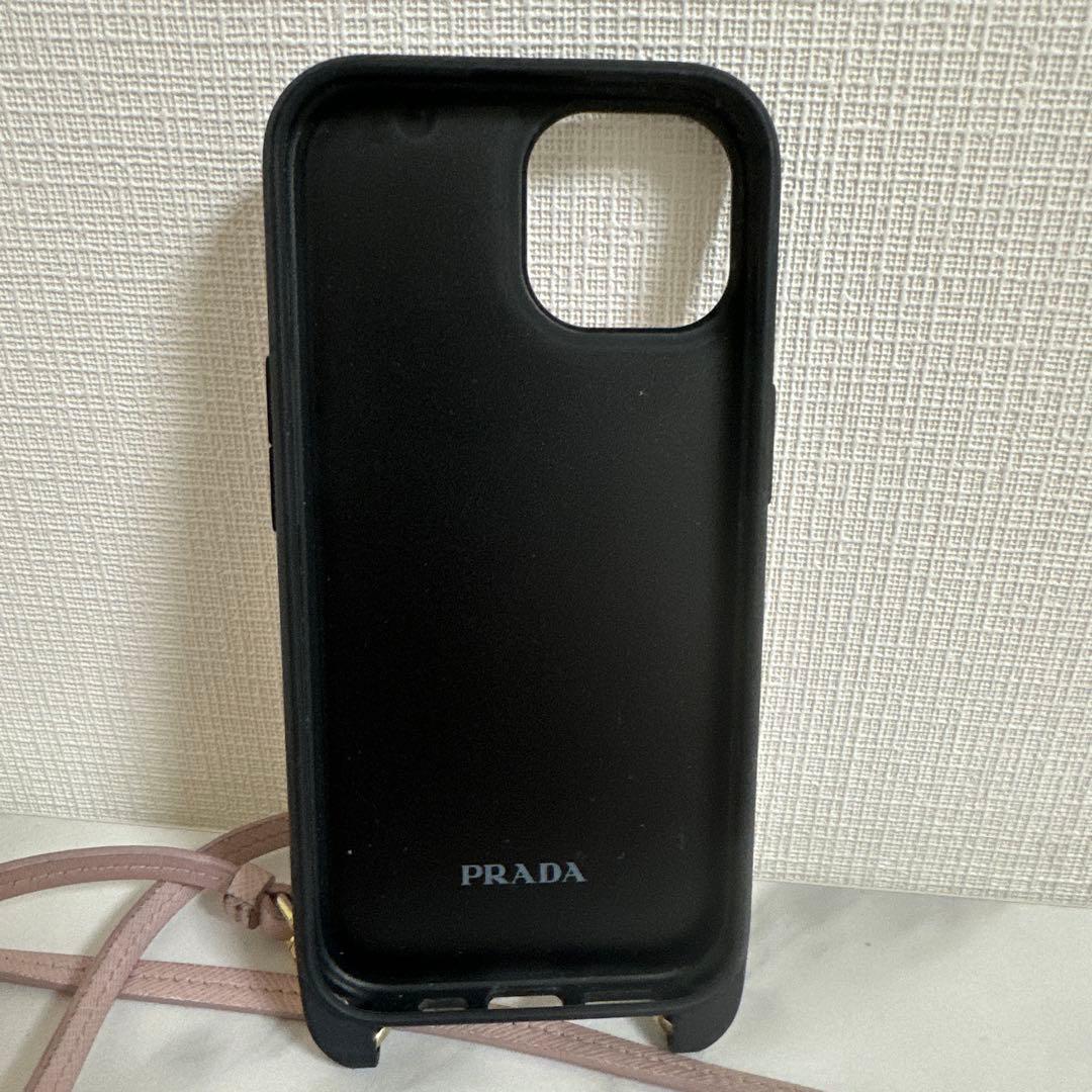 PRADA ピンクレザー iPhone15ケース ストラップ付き