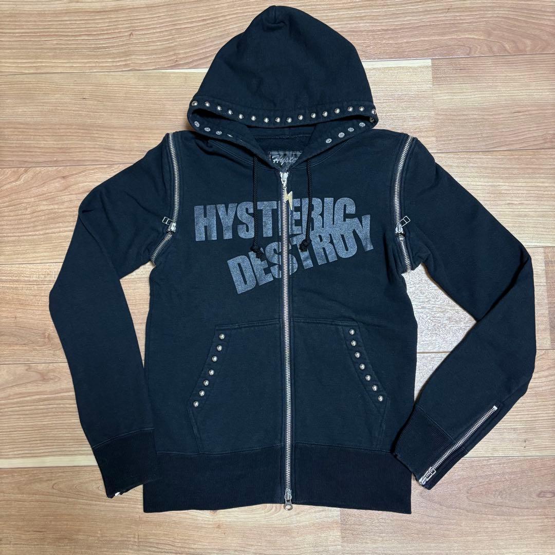 hysteric glamour スタッズ　ジップアップ2wayパーカー
