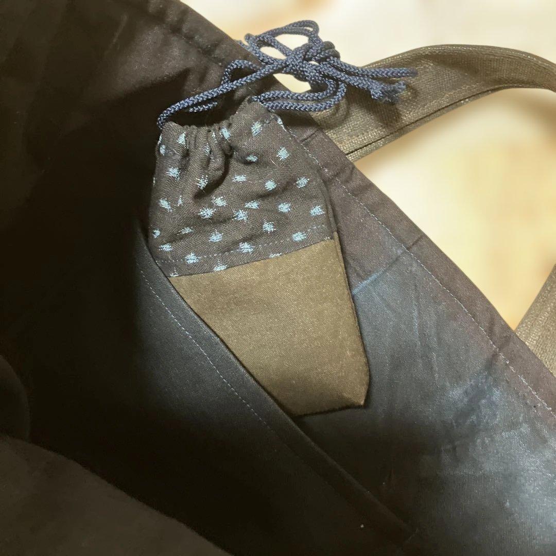 柿渋染め古布酒袋藍染め雪ん子刺し子キーケースチャーム付リメイク手作りバック