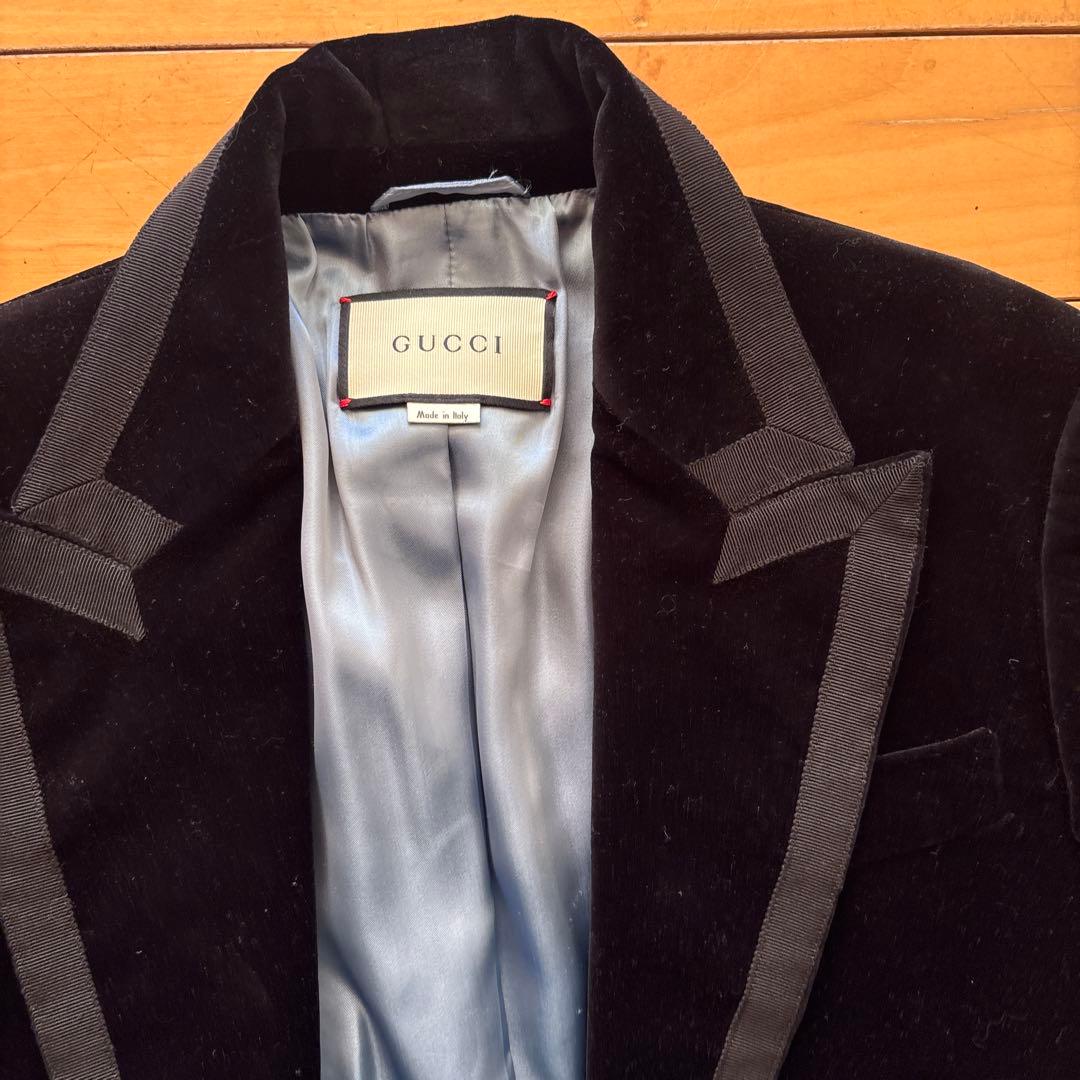 GUCCI ブラック ベルベット テーラードジャケット A4