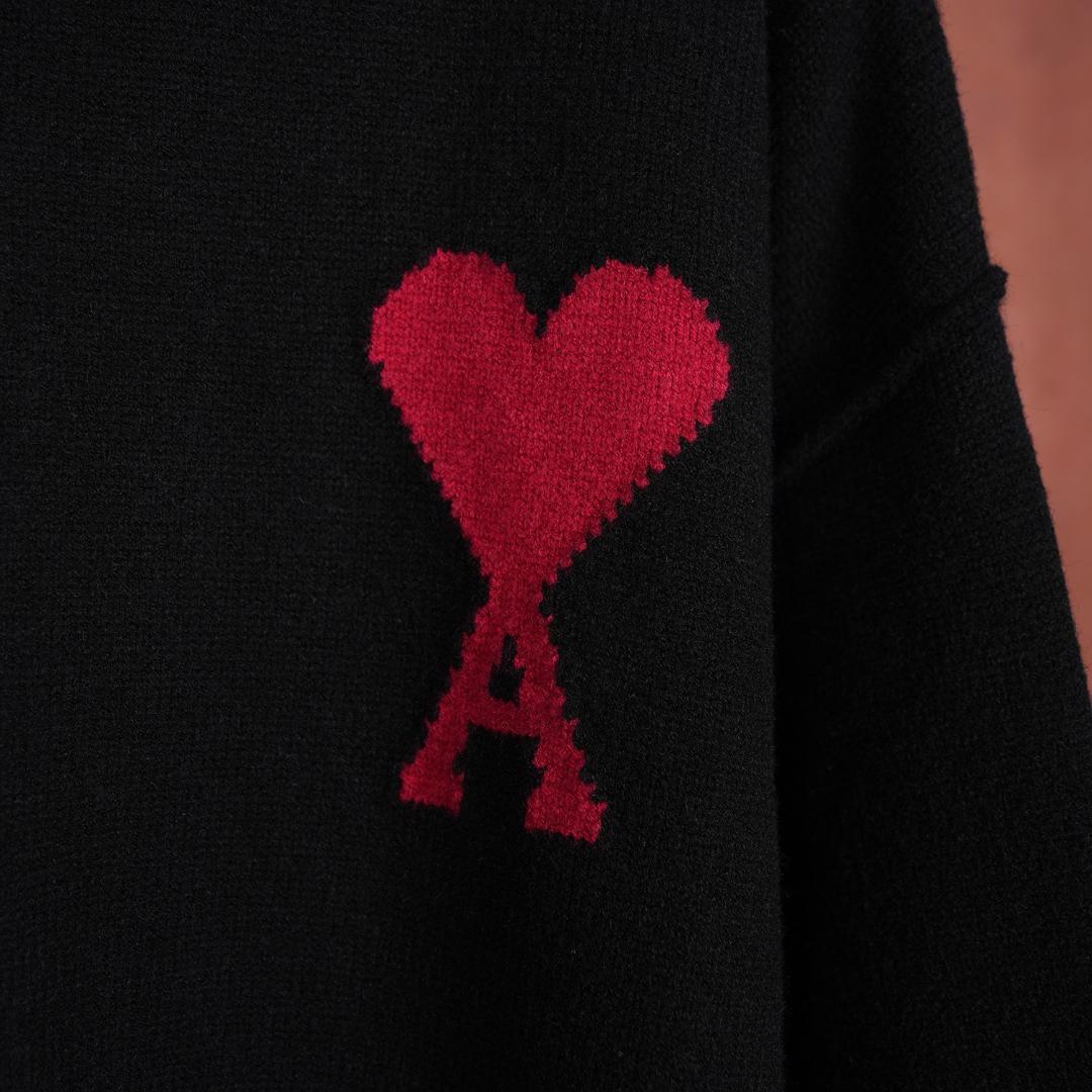 【タグ付き】AMI PARIS ハート刺繍 セーター 男女兼用 秋冬ニット