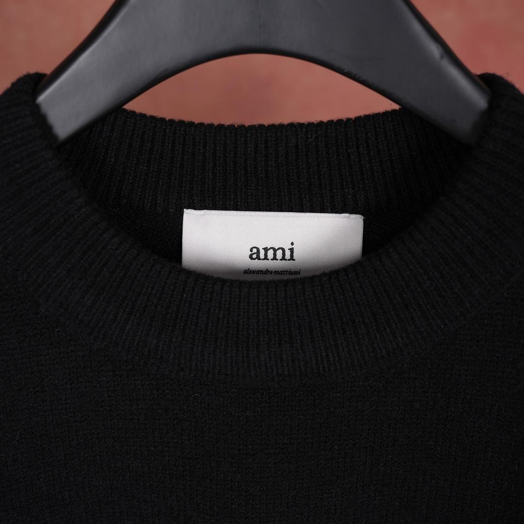 【タグ付き】AMI PARIS ハート刺繍 セーター 男女兼用 秋冬ニット