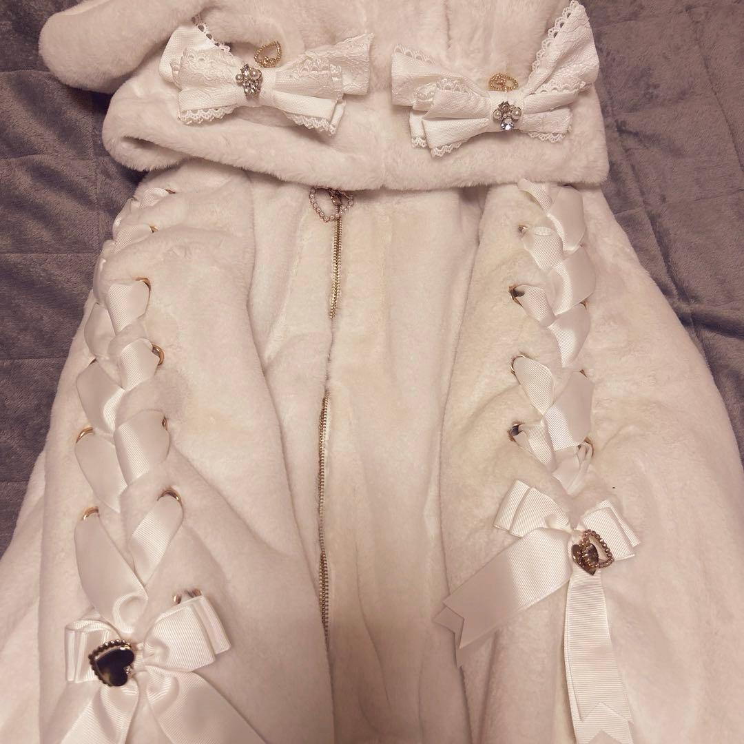 LIZLISA リボンうさみみファーブルゾン ホワイト