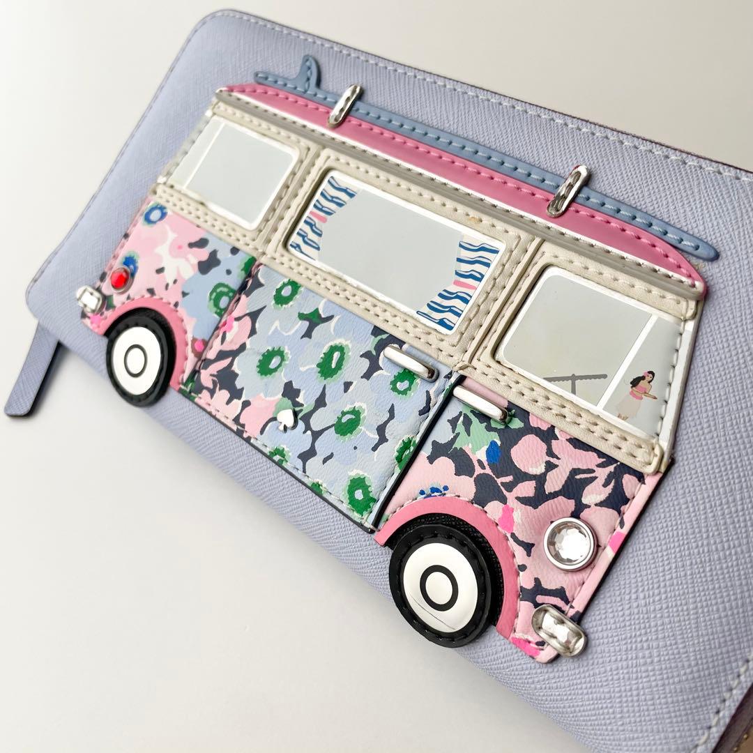 ケイトスペード 長財布 バン バス 車 花柄 モチーフ レザー 新品