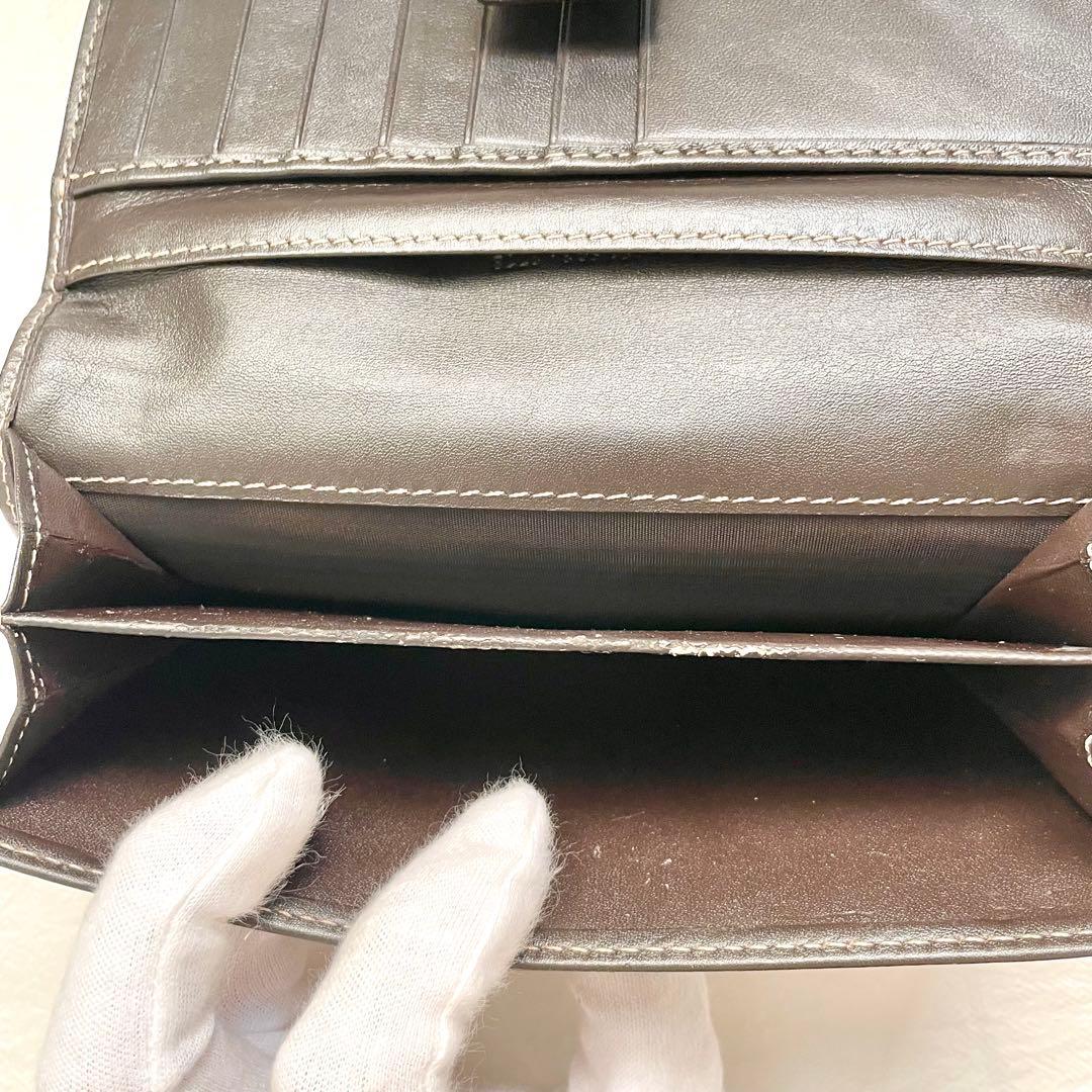 GUCCI グッチ 長財布 GGキャンバス ロゴプレート ブラウン 1201-⑦