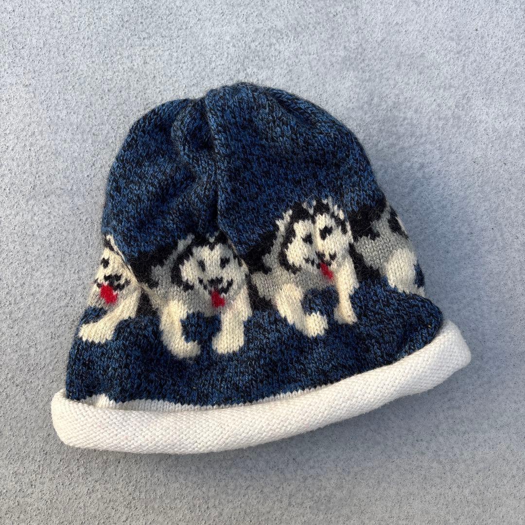 USA製L.L.Beanシベリアンハスキー柄ニットキャップエルエルビーン