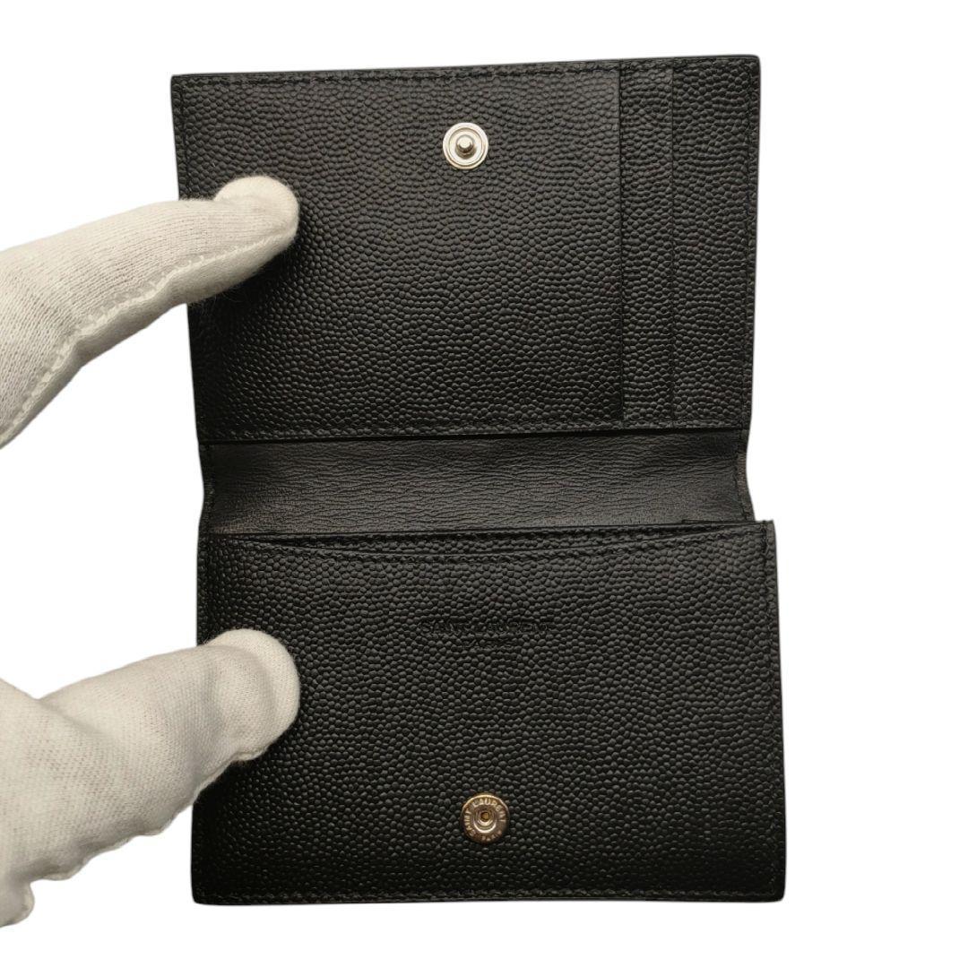 サンローラン　名刺入れ　ビジネスカードホルダー　ロゴ　レザー　ブラック