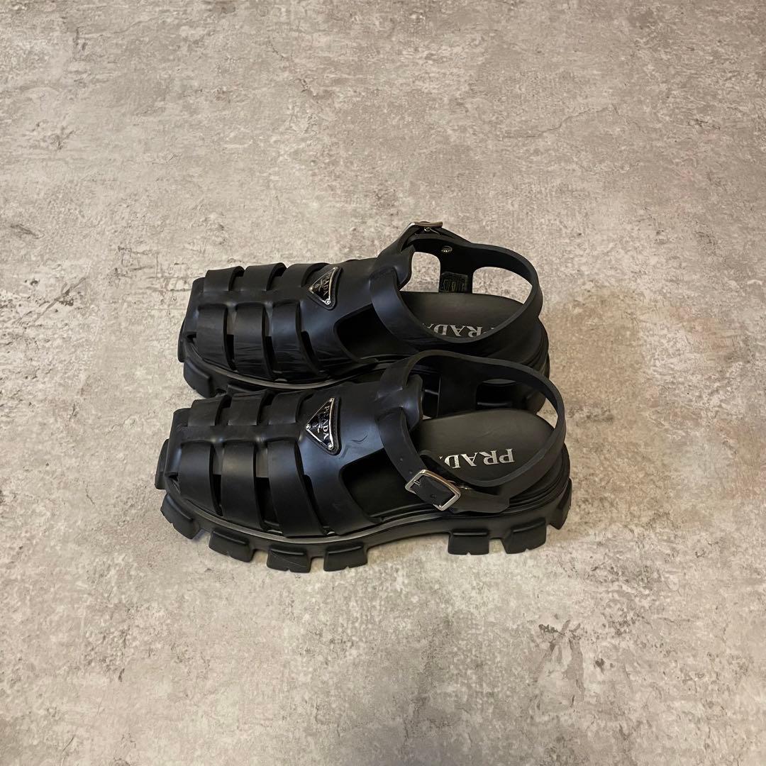 専用PRADA モノリス ラバー サンダル Black プラダ