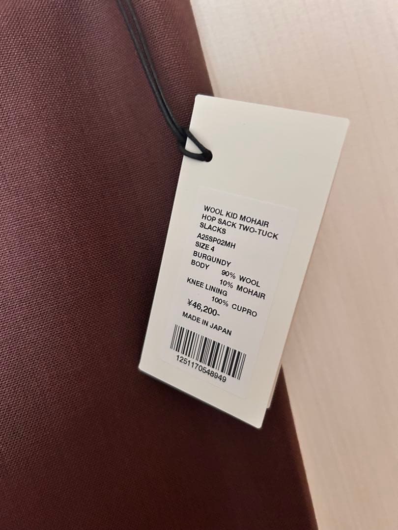 スーツ WOOL KID MOHAIR HOPSACK TWO-TUCK SLACKS